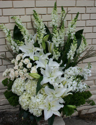 Sympathy White Mache from Apples to Zinnias, the Gifted Florist in Dallas, Texas